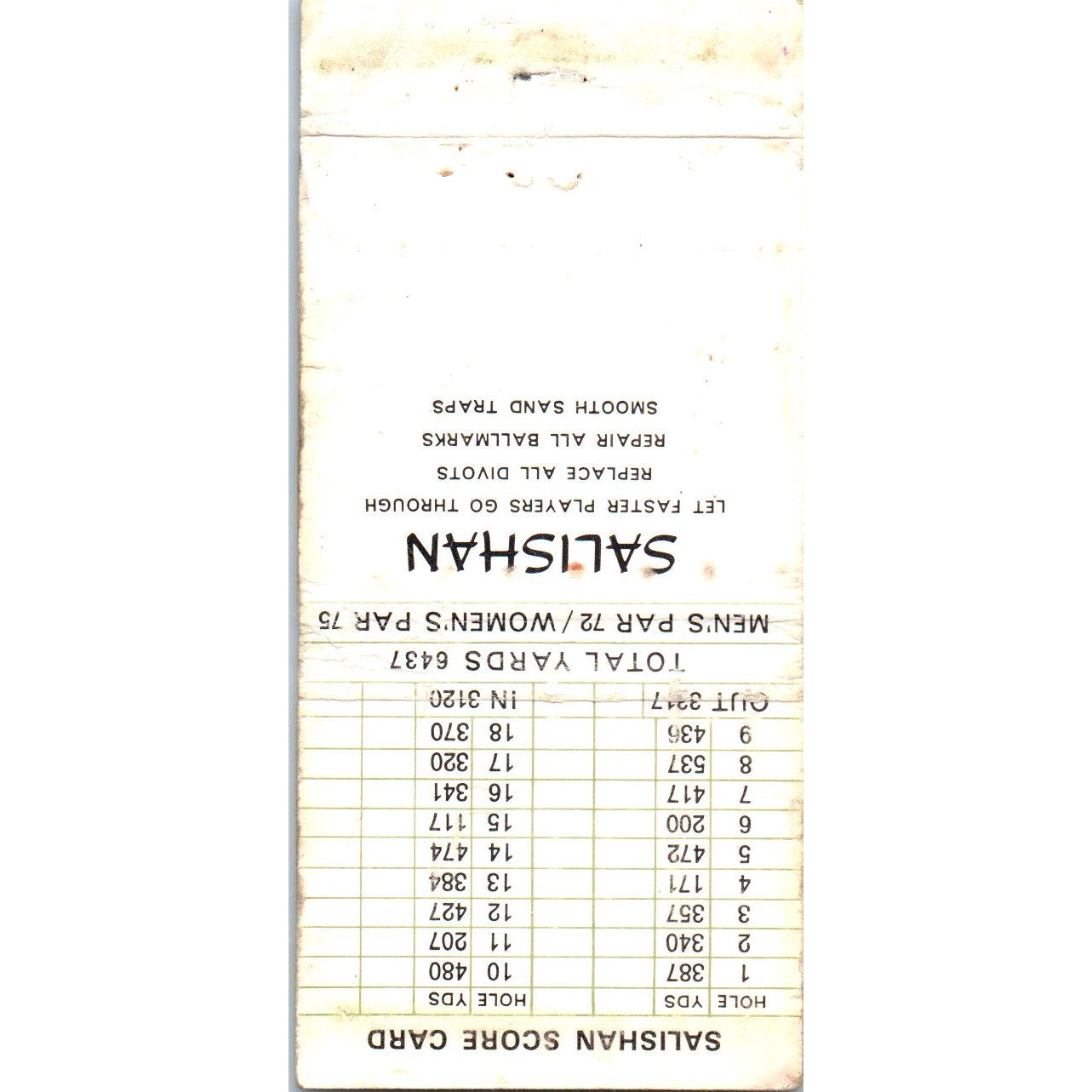 Salishan Golf Links Gleneden Beach Scorecard Advertising Matchbook Cover MM10-3