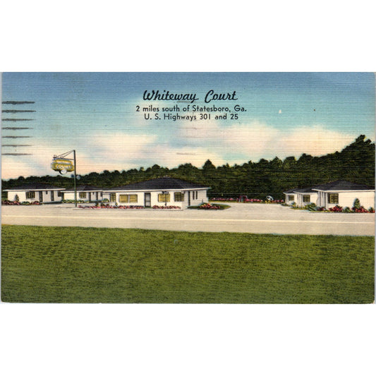 Whiteway Court Statesboro Georgia Ralph & Julia White 1957 - Postcard P3-4