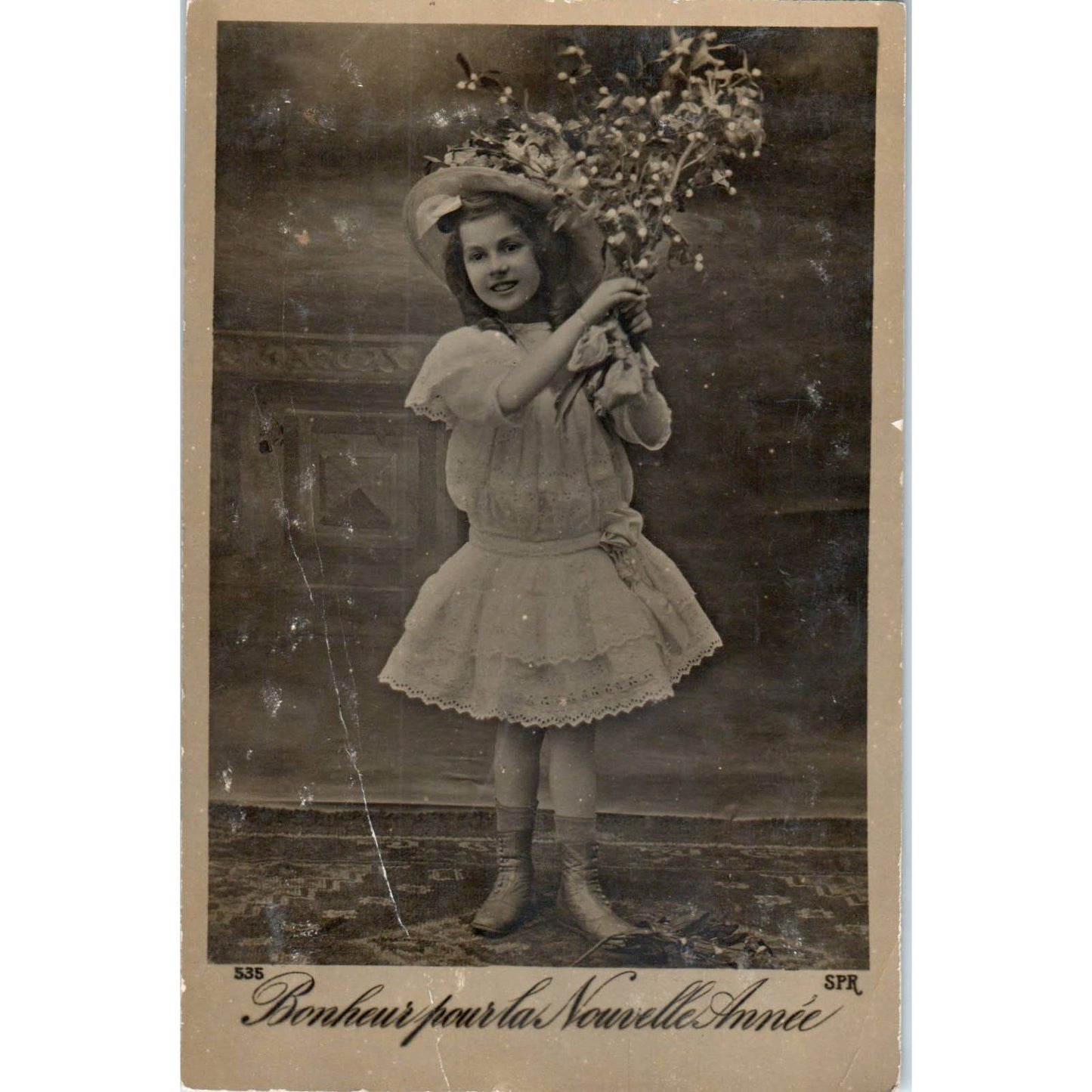 1912 Little French Girl Happy New Year Original Postcard TK1-P1