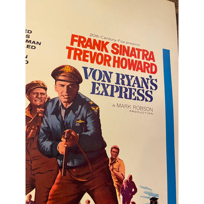 Vintage 1965 Frank Sinatra Trevor Howard VON RYAN’S EXPRESS Movie Poster 65/124