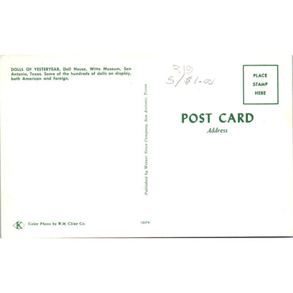 Dolls on Display at Dolls of Yesteryear San Antonio Texas Original Postcard PB10