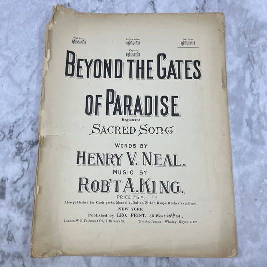 1900 Sheet Music - Beyond the Gates of Paradise - Henry V Neal Robert A King V39-4