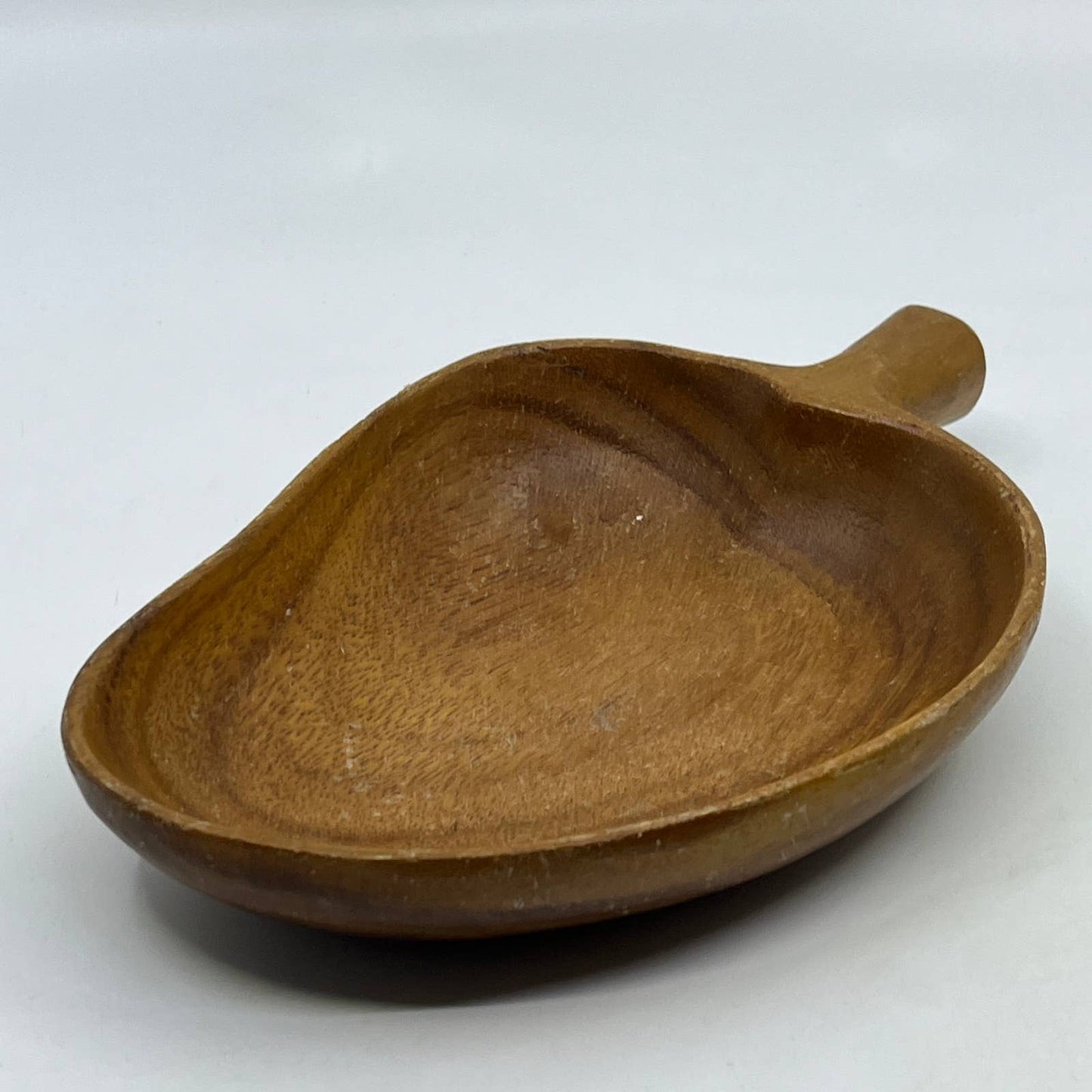 Monkey Pod Leaf Shaped Wooden Trinket Candy Bowl Dish MCM Tropical 8" TH7