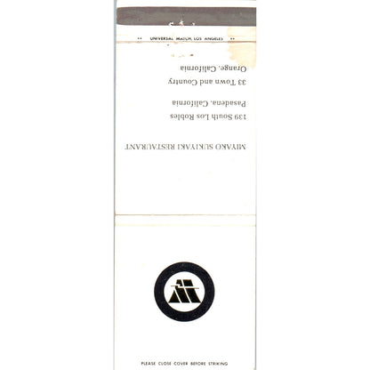 Miyako Sukiyaki Restaurant Pasadena CA Advertising Matchbook Cover MM9-7