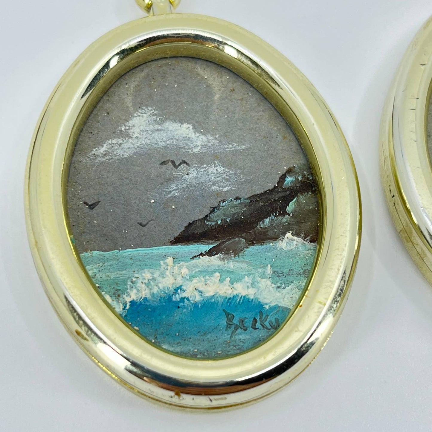 VTG Miniature Original Nautical Painting Set of 2 SD2