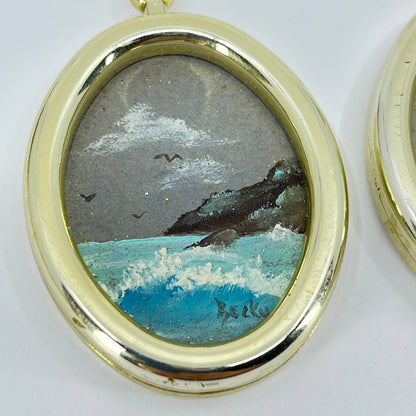 VTG Miniature Original Nautical Painting Set of 2 SD2
