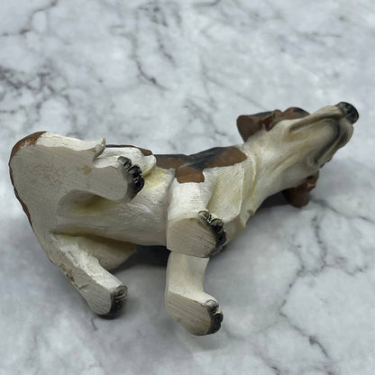Vintage Hand Painted Cast Resin Beagle Hound Dog Figurine 3” TE2