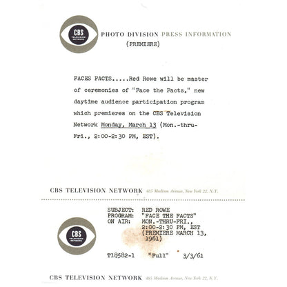 c1960 Press Photo Red Rowe Host of Face the Facts TJ7-2