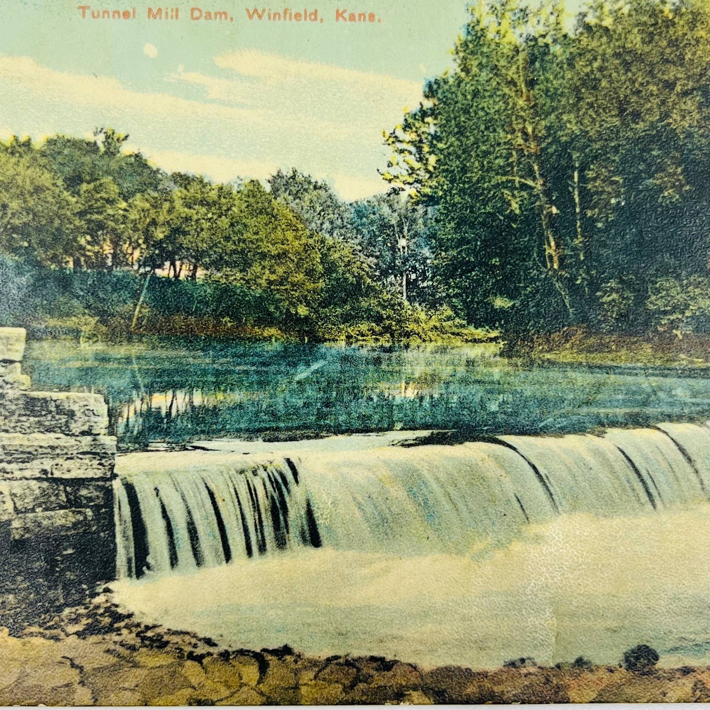 1910s Postcard Tunnel Mill Dam Winfield Kansas PA8