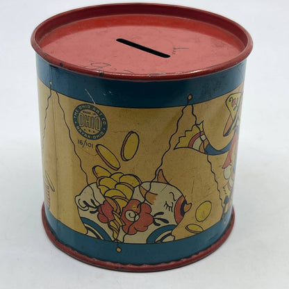 1950s Fern Bisel Peat Toy Bank Drum Siesta Ohio Art 16/101 Tin Litho 3" TG8