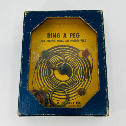 1940s Vintage Ring a Peg Game AC Gilbert Puzzle Toy Game 3 x 4.5 TD2