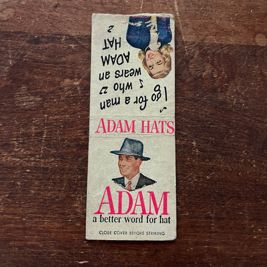 Adam Hats Advertising Matchbook Cover SA9-M13