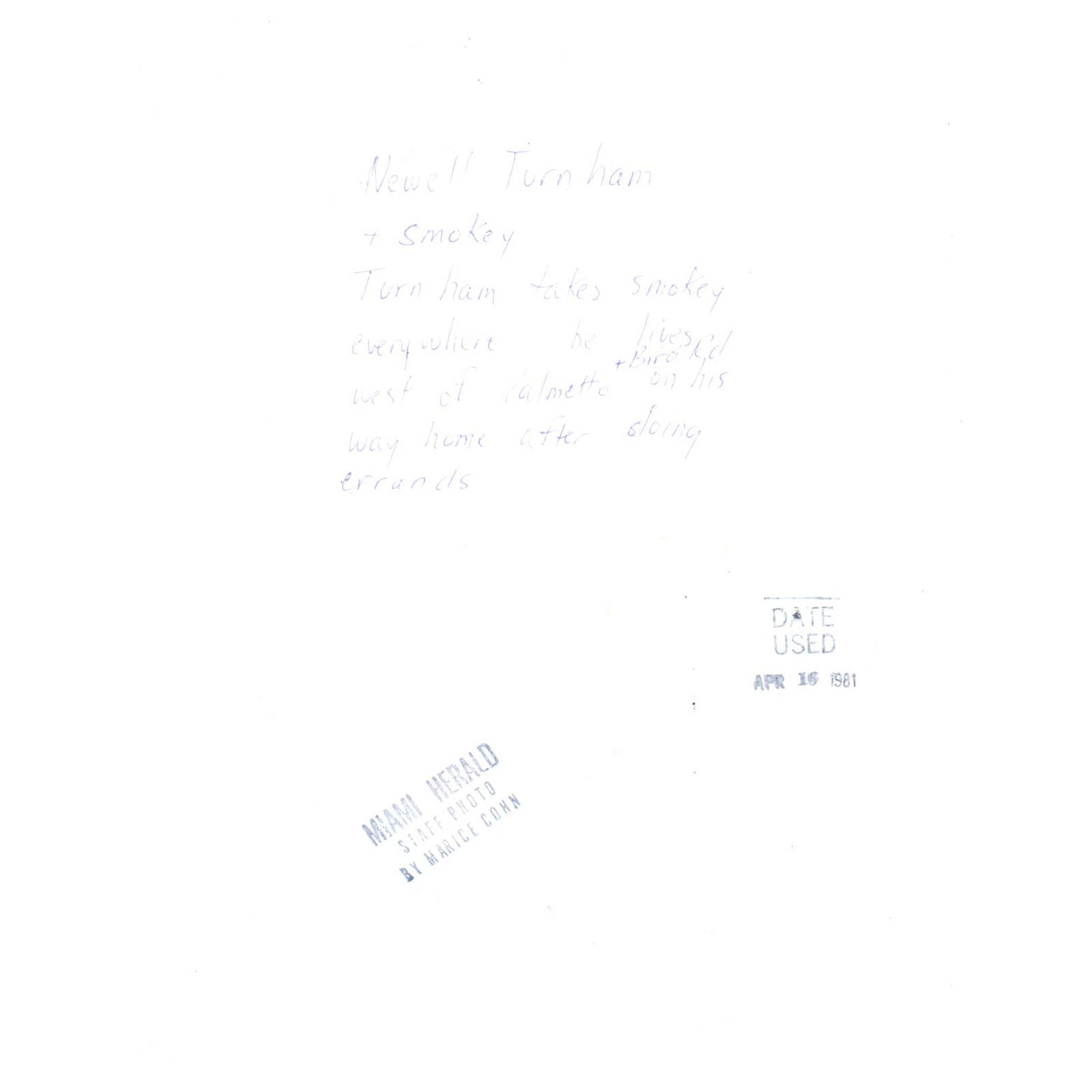 1981 Press Photo Cycling Newell Turnham & Scotty Dog Smokey Miami FL 8x10" AD3