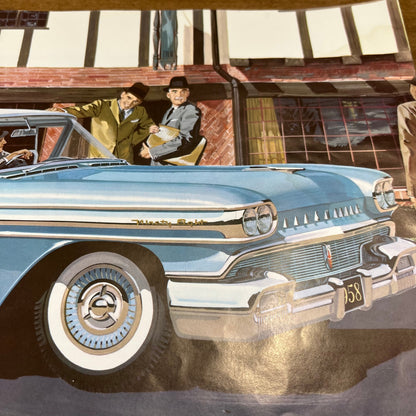 1958 Oldsmobile 14” Color Sales Brochure NinetyEight Starfire Super 88 V40-4