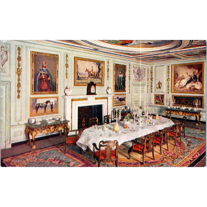 The Queen's Dollhouse Dining Room Raphael Tuck Oilette Original Postcard P3-2