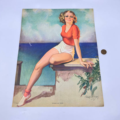 c1940s Advertising Poster Pin Up Art Bradshaw Crandell Accent on Youth 11x14 AA8