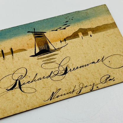 RARE 1800s Hand Illustrated Business Card Richard Greenwald Mount Joy PA SAH9-S9