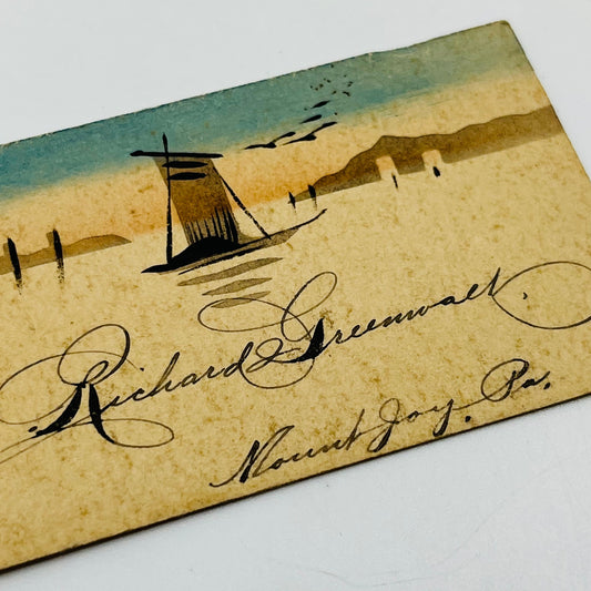 RARE 1800s Hand Illustrated Business Card Richard Greenwald Mount Joy PA SAH9-S9