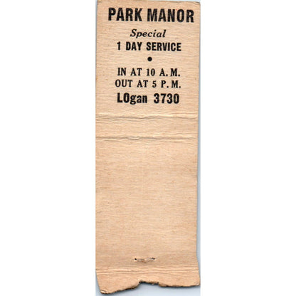 Park Manor Cleaners Kansas City MO Advertising Matchbook Cover SA9-M1