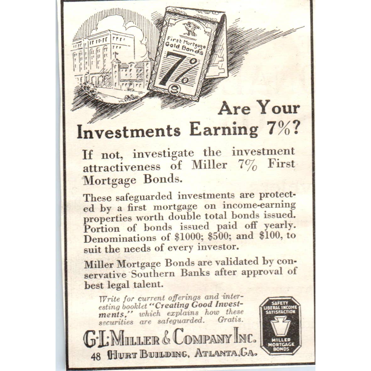 c1920 Harper's Magazine Ad - G.L. Miller & Co Hurt Building Atlanta GA EA3-4