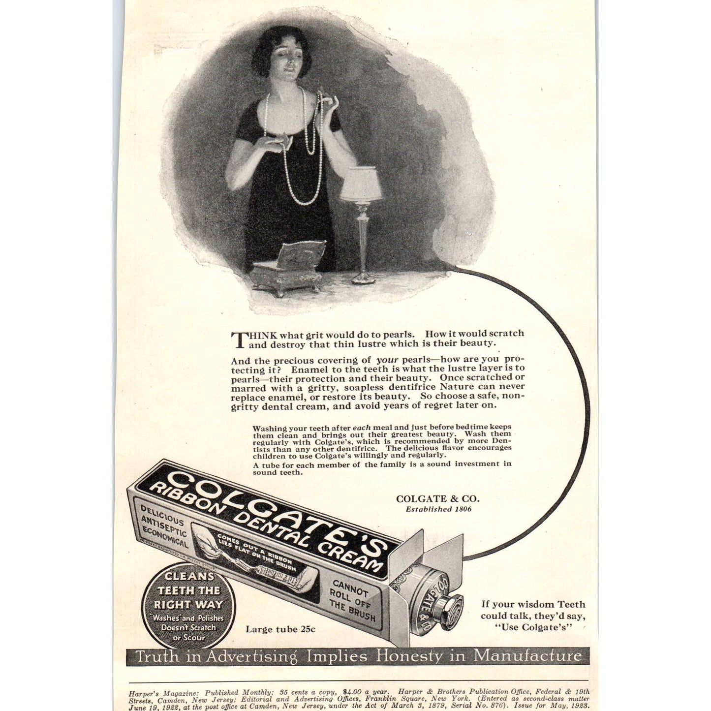 c1920 Harper's Magazine Ad - Colgate's Ribbon Dental Cream TF6-1