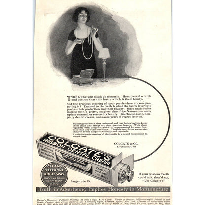 c1920 Harper's Magazine Ad - Colgate's Ribbon Dental Cream TF6-1