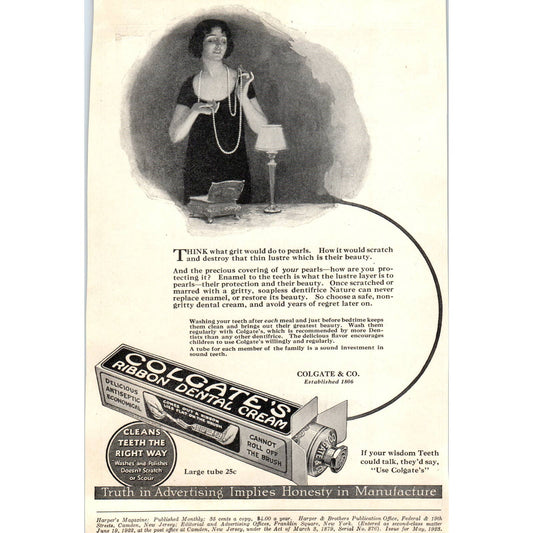 c1920 Harper's Magazine Ad - Colgate's Ribbon Dental Cream TF6-1