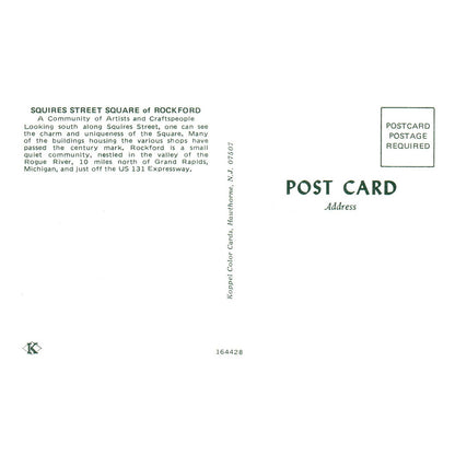 Vintage Postcard - Squires Street Square at Rockford Grand Rapids Michigan TJ6-1