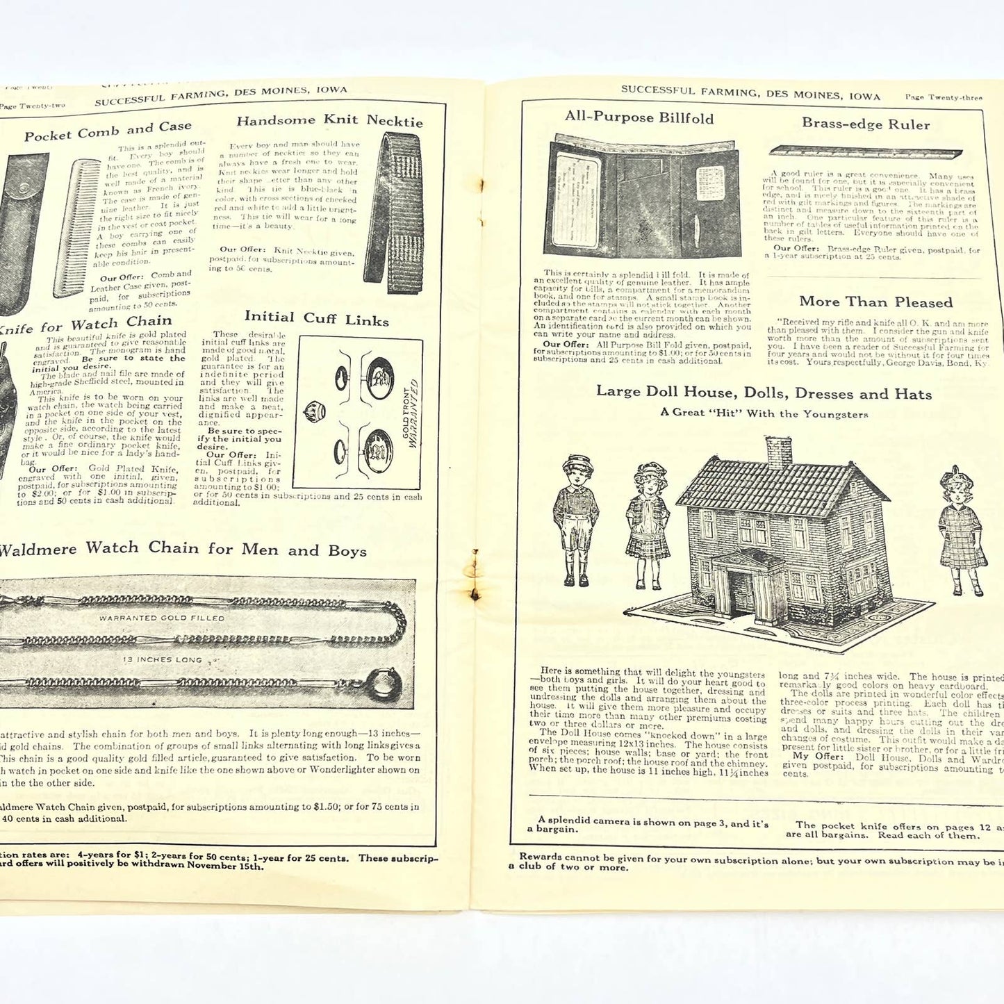 1919 Successful Farming Magazine Reward Book Catalog Magazine Sales AB7