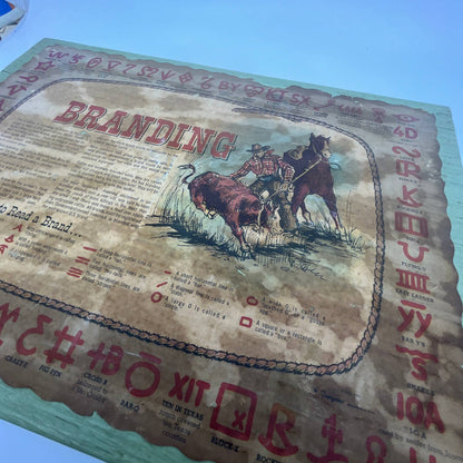 Vintage Rustic Country Western Cowboy Wall Art Branding Chart 10.75 x 15" TG2