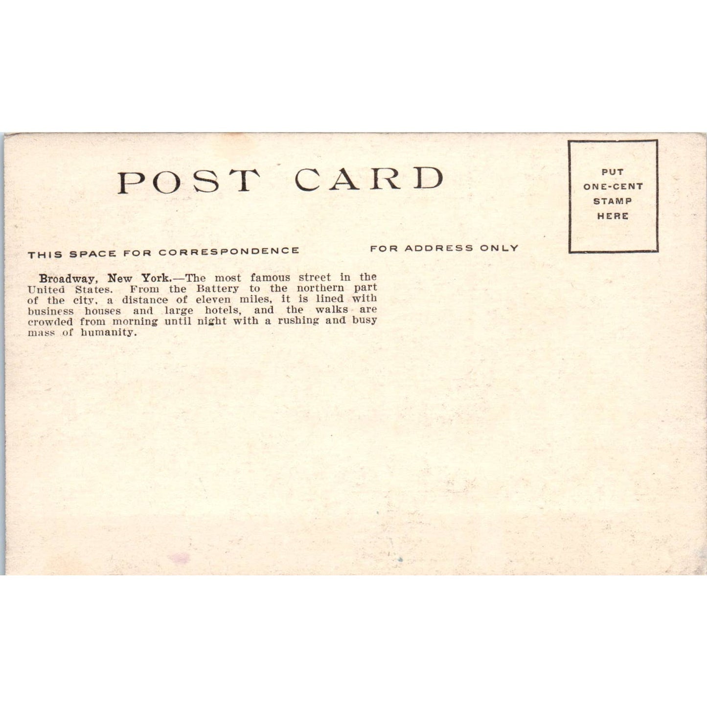 Trollies on Broadway Avenue New York c1910 Original Postcard TK1-27