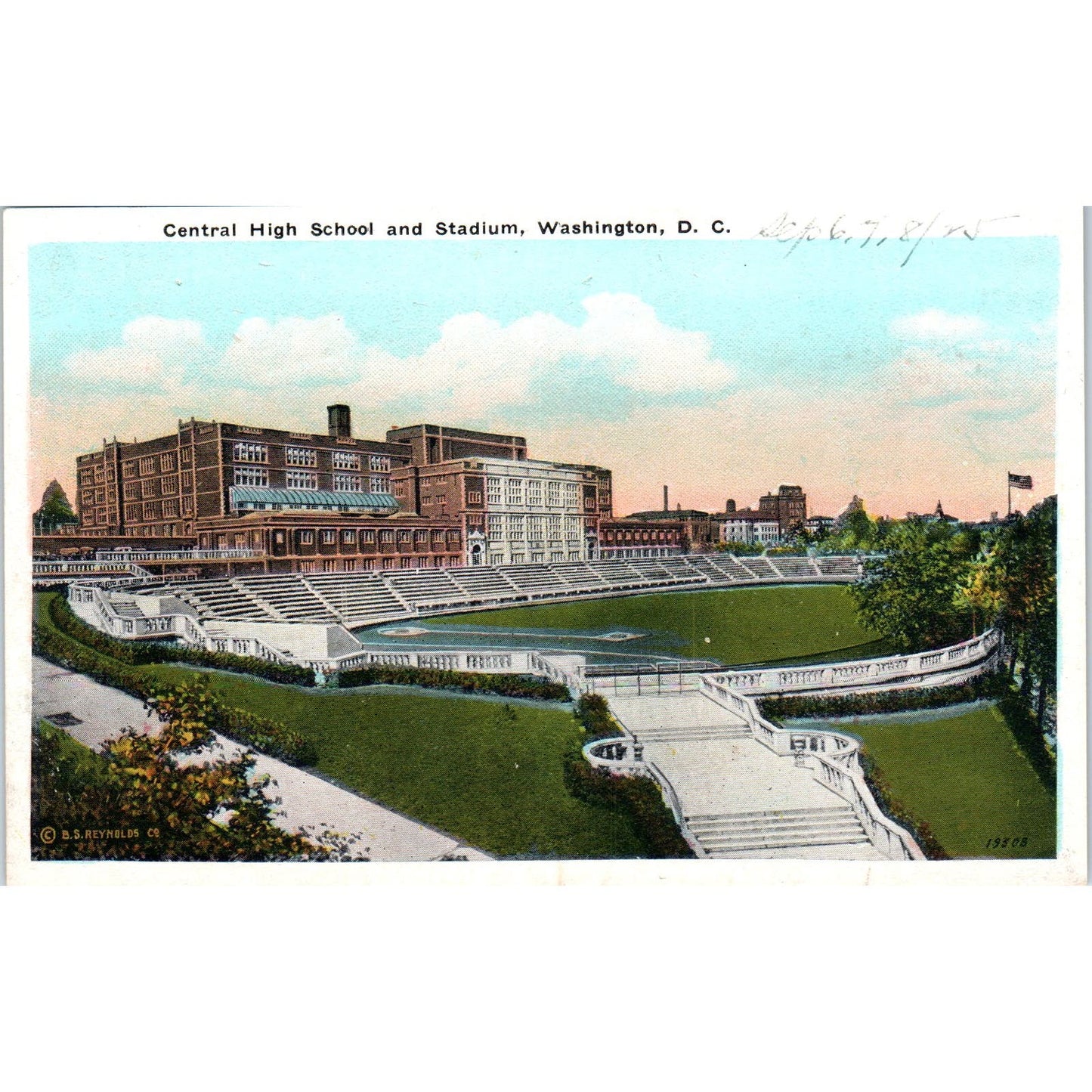Central High School & Stadium Washington DC c1925 Original Postcard PB10