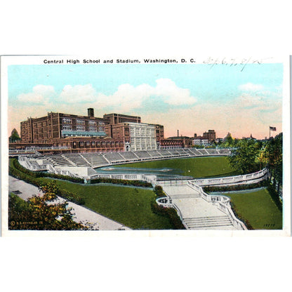 Central High School & Stadium Washington DC c1925 Original Postcard PB10
