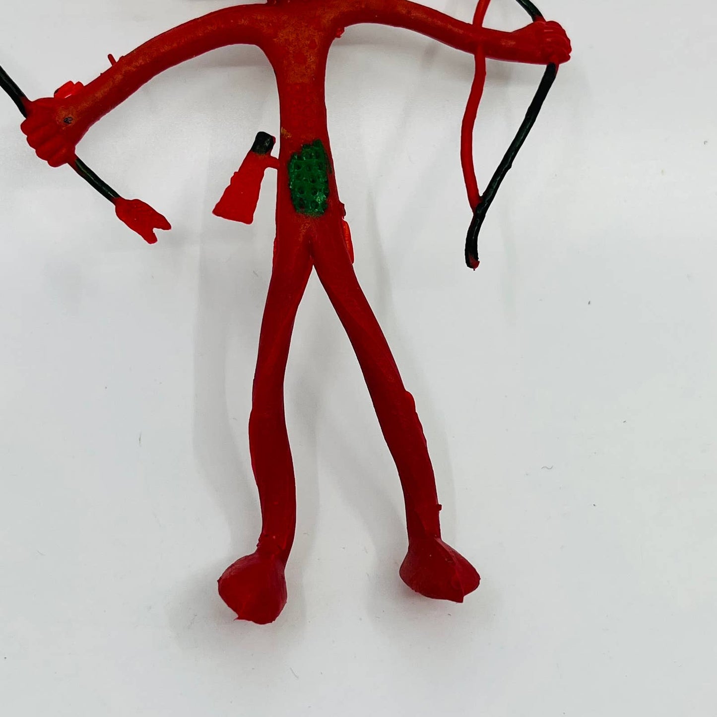 Vintage Native American Indian Red Rubber Wire Bendy Hong Kong Toy 5” TD3