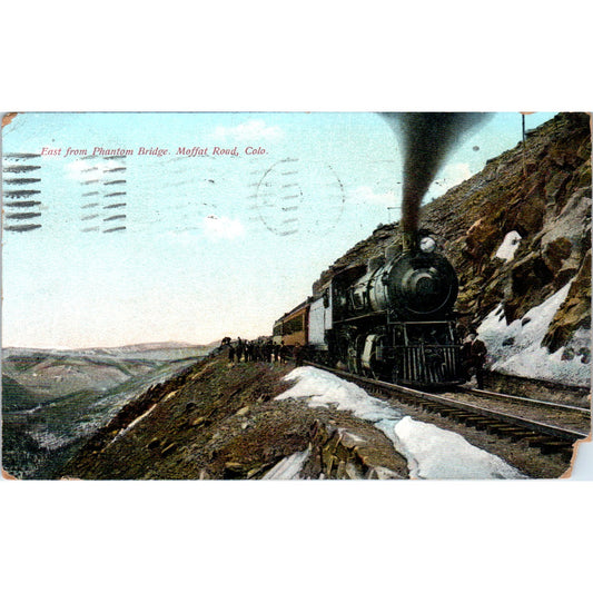 East From Phantom Bridge Moffat Road CO 1912 Original Postcard P1-13