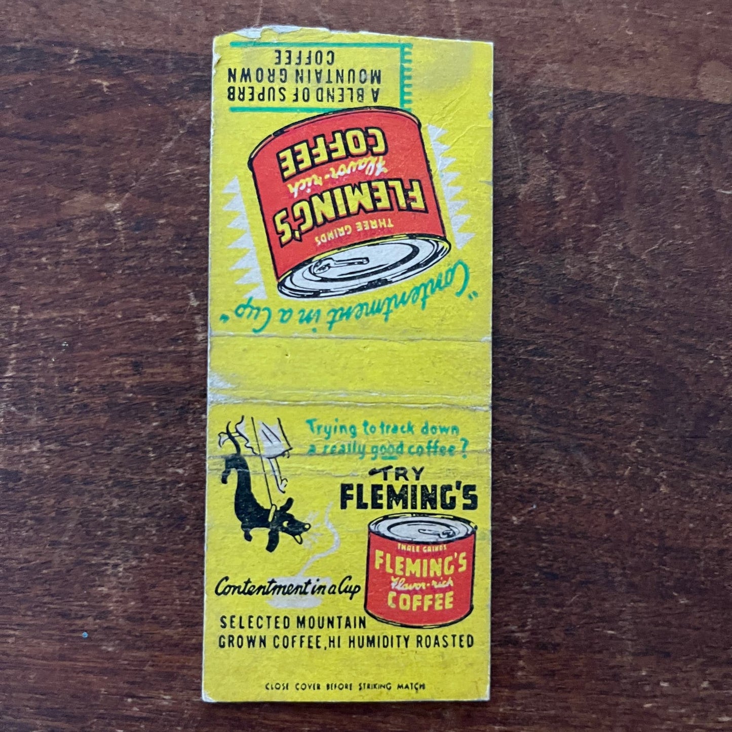 Fleming's Flavor-Rich Coffee Advertising Matchbook Cover SB3-M1