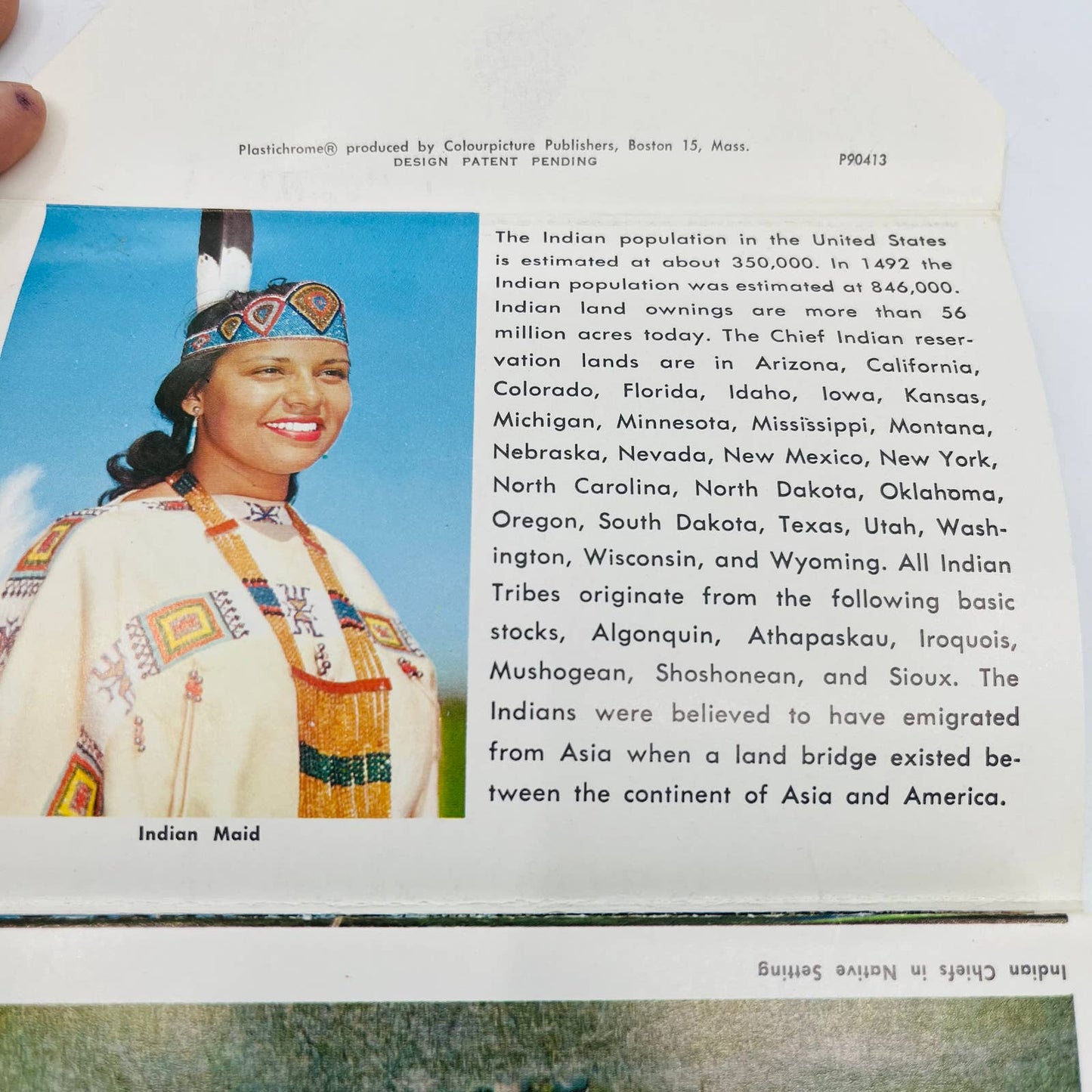 1950s Indians of America VTG Postcard Fold Out Plastichrome Sioux Seminole EA2