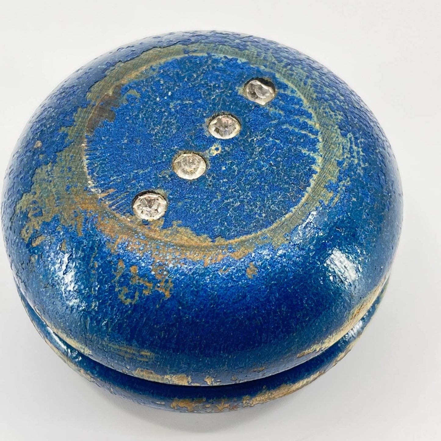Vintage Duncan Jeweled Wooden Yo-Yo Blue w/ Rhinestones TE3-2
