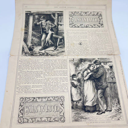 1882 Dec British Workman Newspaper #336 Daily Bread In Hard Times Engraving FL3