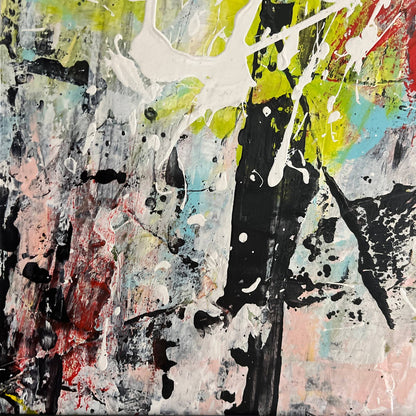 Original LARGE Framed Abstract Art Painting 23x29" Goin Back to Raleigh w/ COA