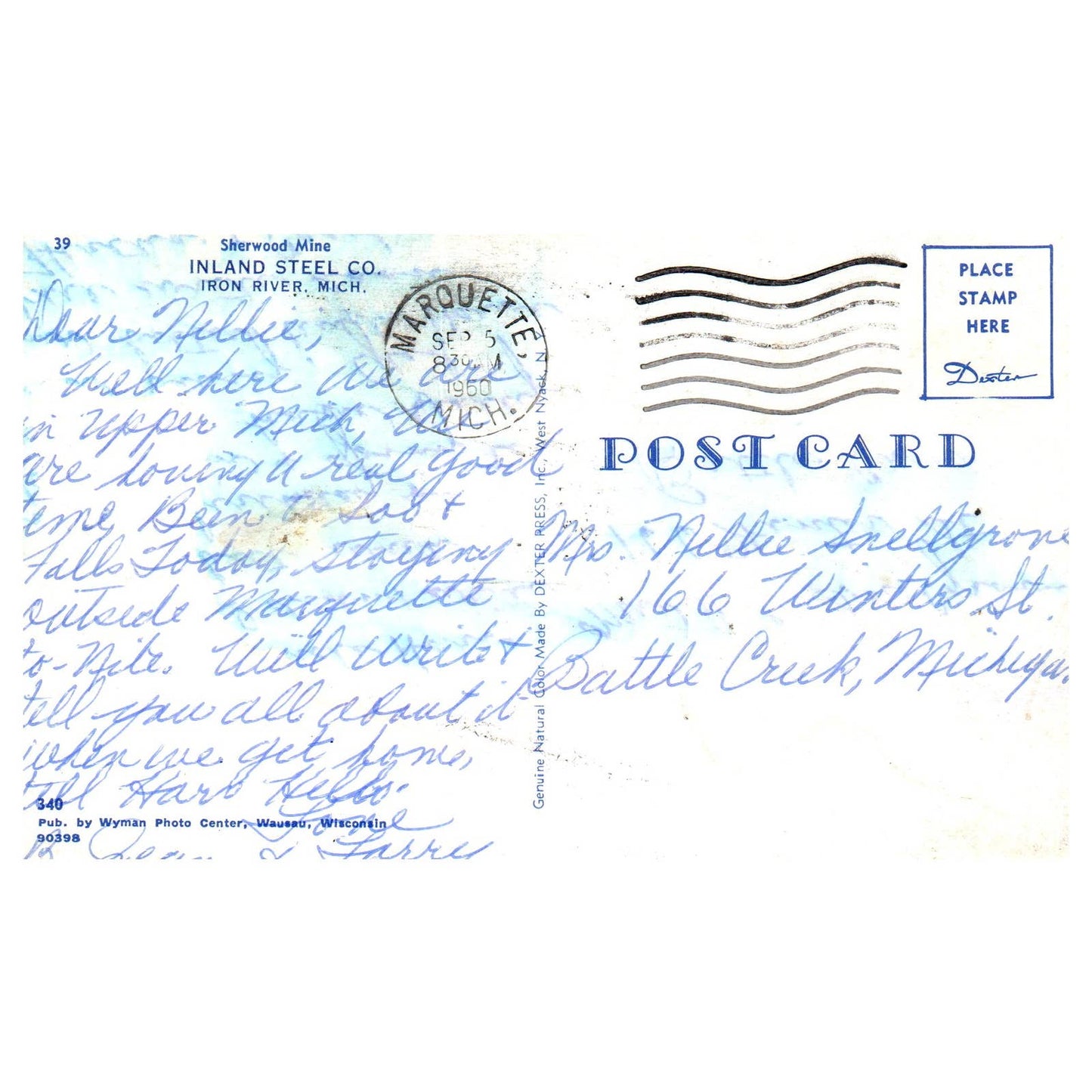 Vintage Postcard - Inland Steel Co Iron River Michigan 1960 AD9