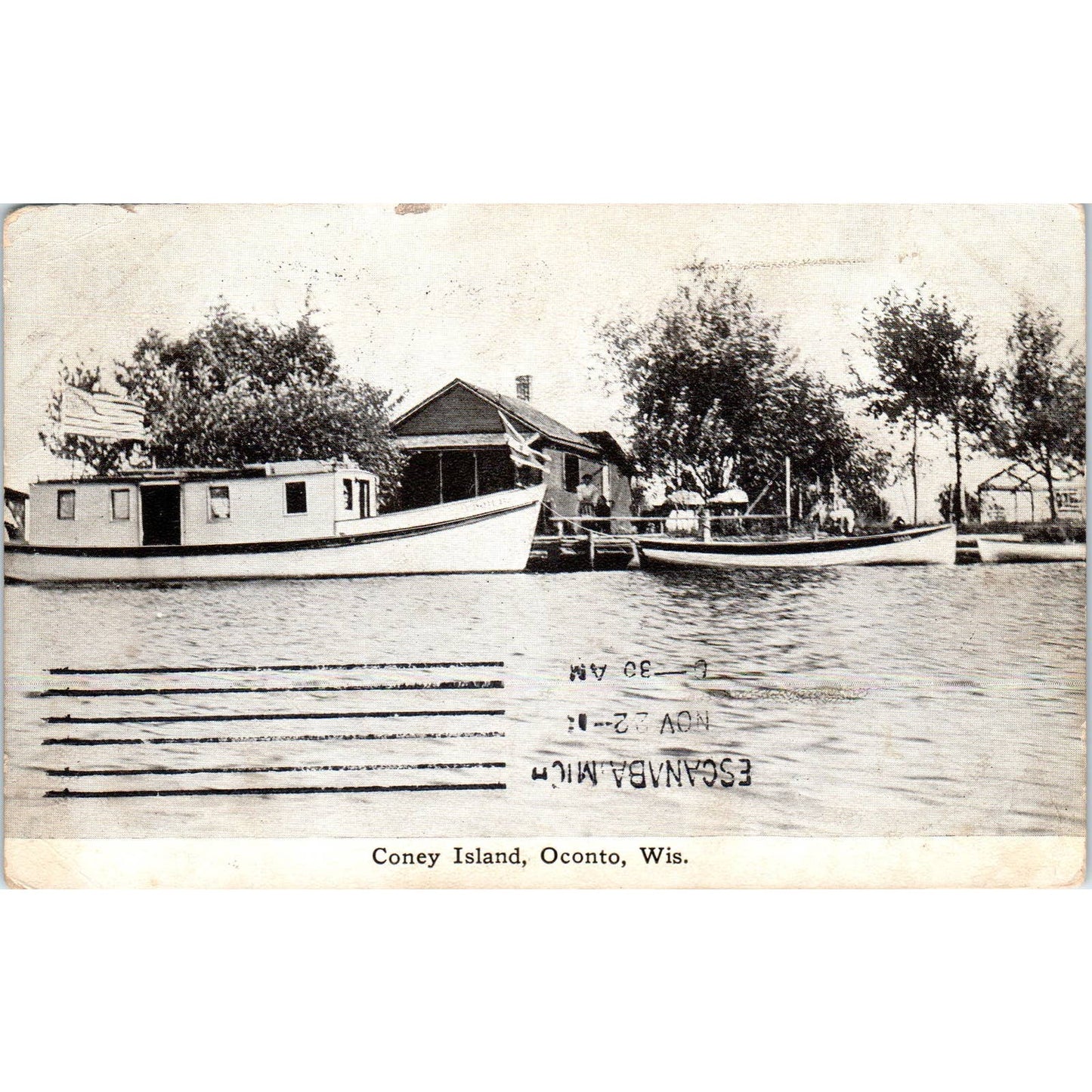 Coney Island Oconto Wisconsin 1911 Original Postcard TJ9-P3