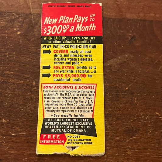 Pay Check Protection Plan Advertising Matchbook Cover MM9-3