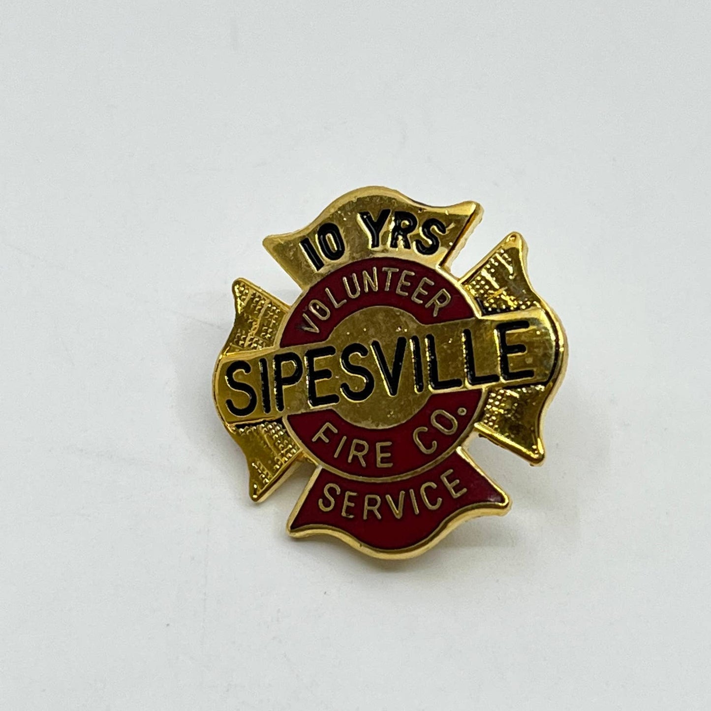 Vintage Sipesville Volunteer Fire Co 10 Year Service Pin Firefighter PA SC3