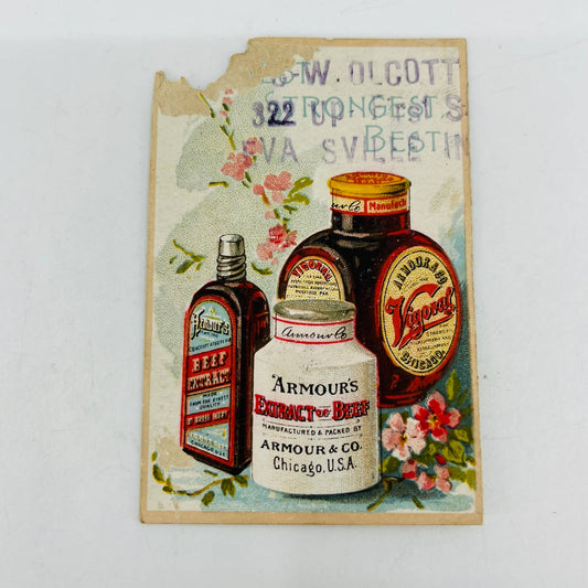 1880s Small Victorian Trade Card Armour Extract of Beef Calendar 3” EA3