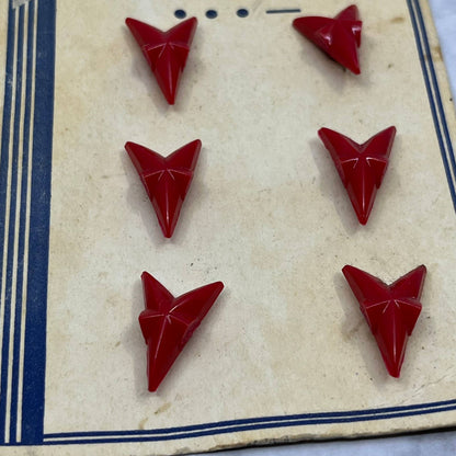 Vintage WWII Original Victory Button Set RED On Card Exquisit TJ3
