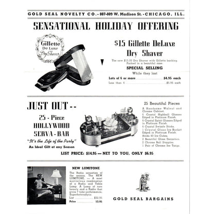 1930s Seal Novelty Co. Chicago Holiday Product Advertising Leaflet AD8