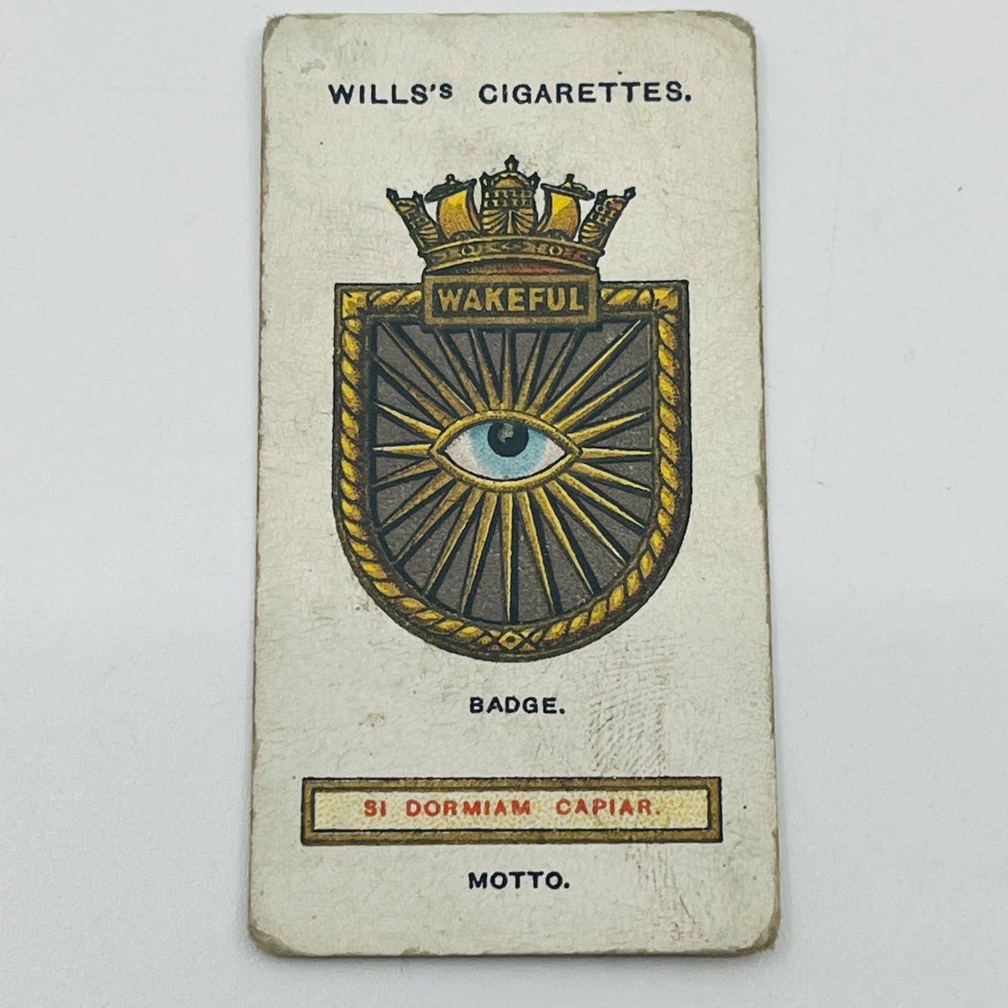 Will’s Cigarette Cards Ship’s Badges Wakeful Torpedo Boat Destroyer #33 EA2