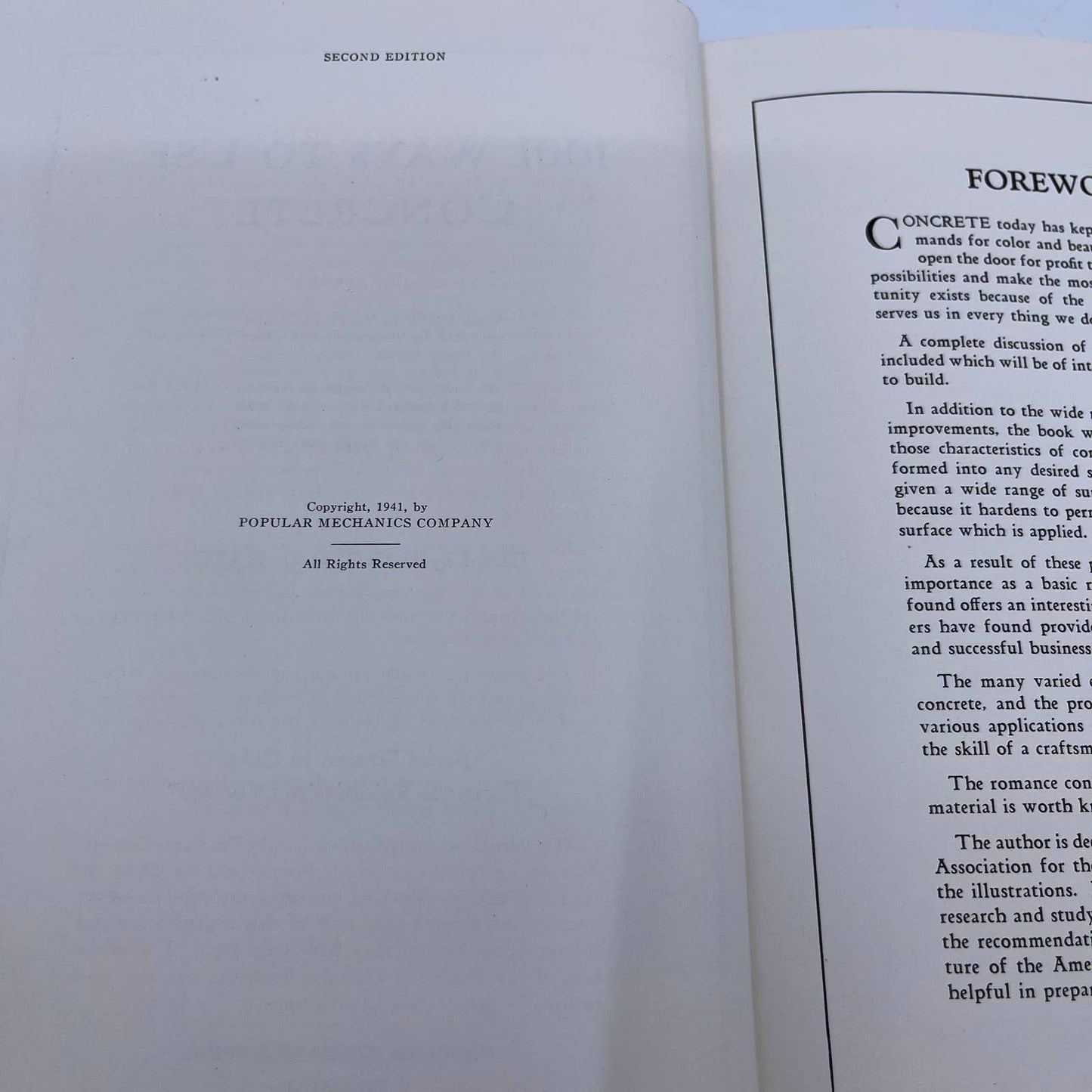 1001 Ways To Use Concrete Popular Mechanics 1941 H/C D/J TH6