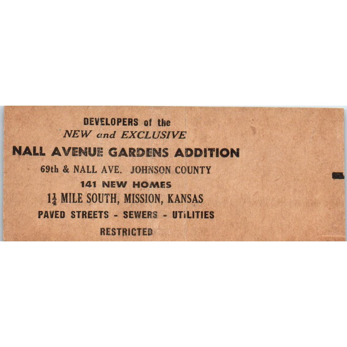 Sturgeon and Taylor Home Builders Kansas City MO Advertising Matchbook SA9-M4